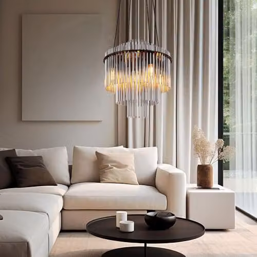 Globo Lighting Modern Round Pendant Lamp with Smoke Glass and Black Metal, W/D/H: 40 x 40 x 40 cm – 3