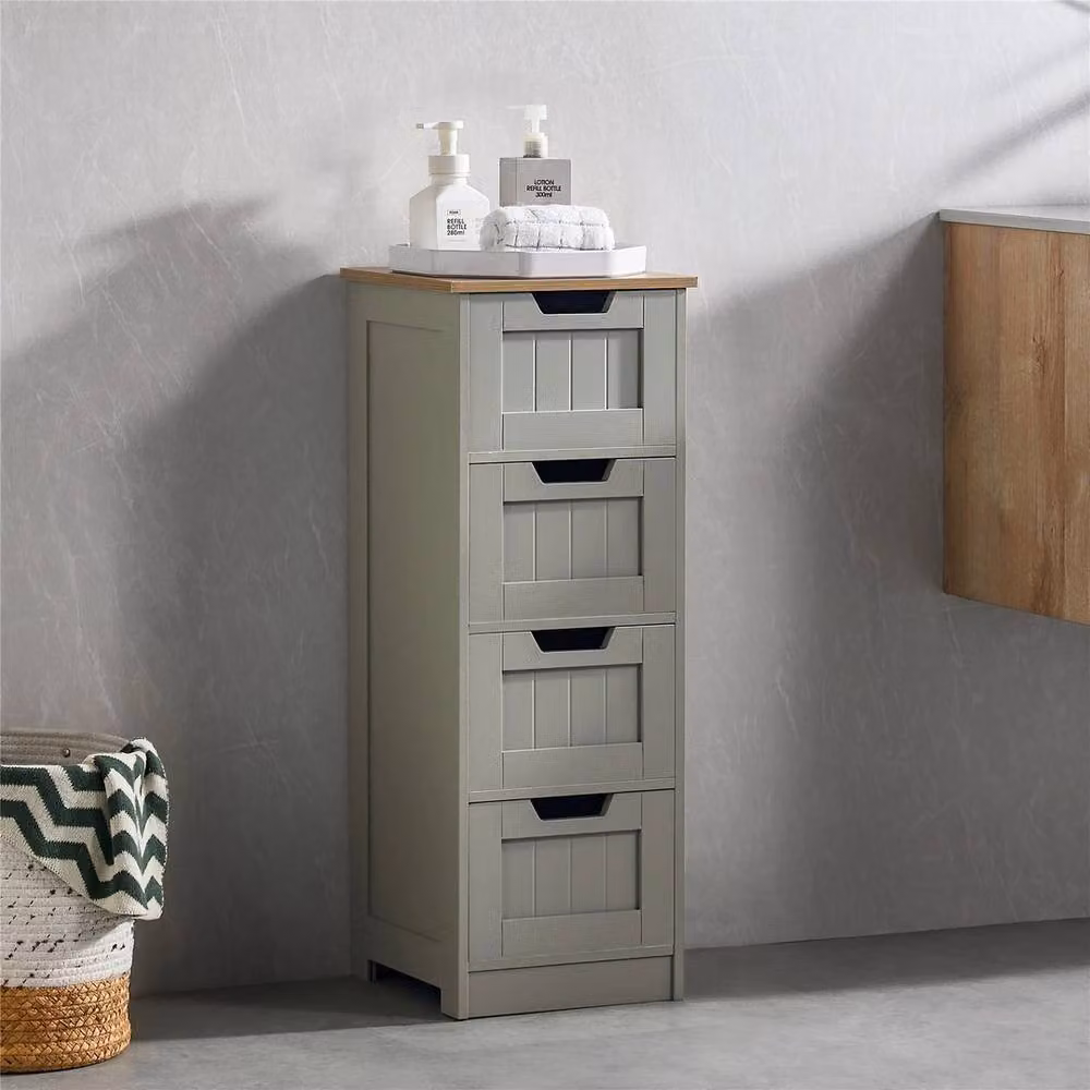 VOGREX Priano Grey Matt Freestanding 4-Drawer Modern Bathroom Storage Cabinet – 2