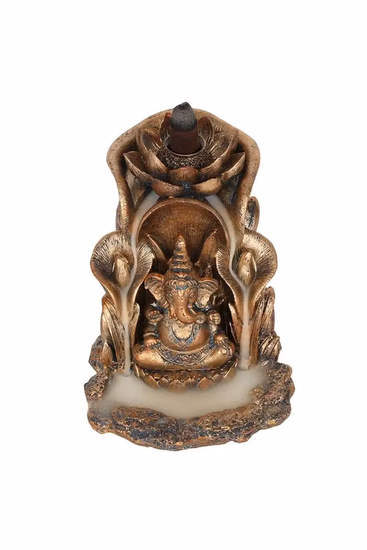 KDMD Bronze Ganesh Backflow Incense Burner in Gold Metal – 2