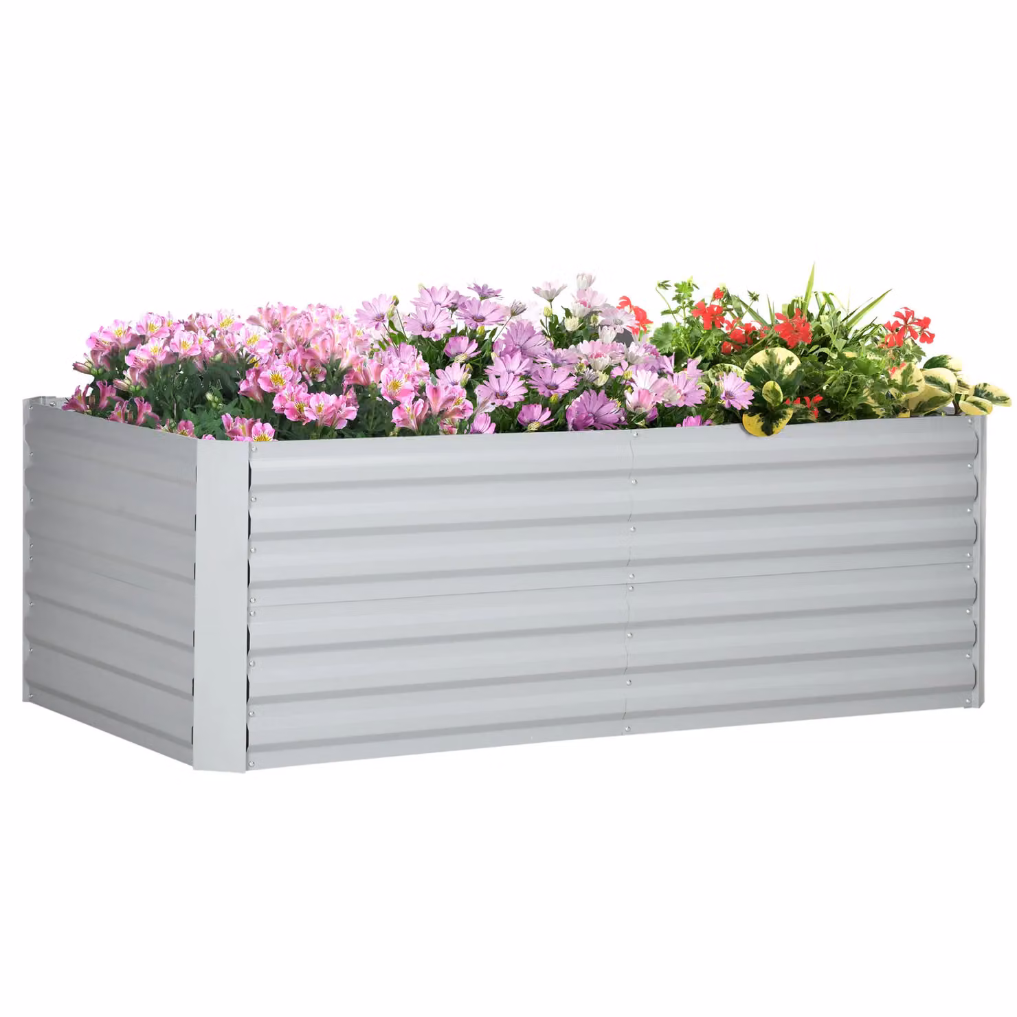 Outsunny Galvanised Steel Raised Bed for Vegetable and Ornamental Gardens, Grey, W: 90.0 cm, D: 90.0 cm, H: 59.0 cm – 2