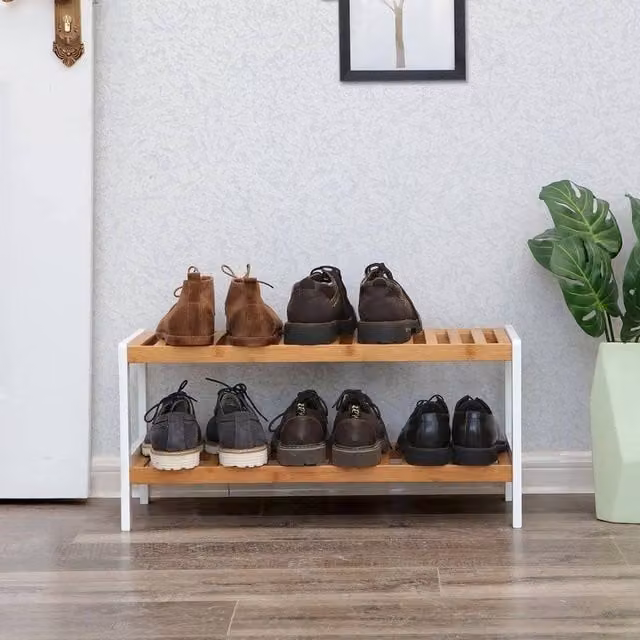 VOGREX Brown Bamboo Shoe Rack Stand Storage Organiser – 1