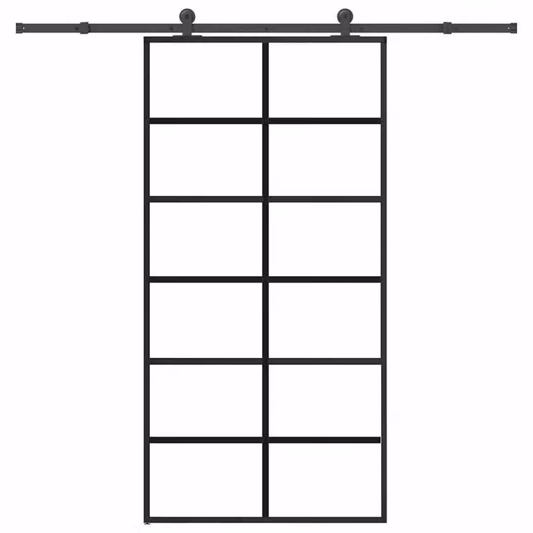 Berkfield Home Sliding Door with Hardware Set, Black ESG Glass and Aluminium, W: 102 cm, H: 205 cm