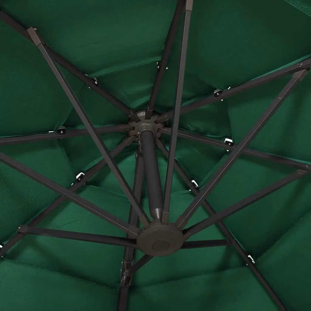 Berkfield Home 4-Tier Green Parasol with Aluminium Pole, W: 300 cm x D: 300 cm – 3