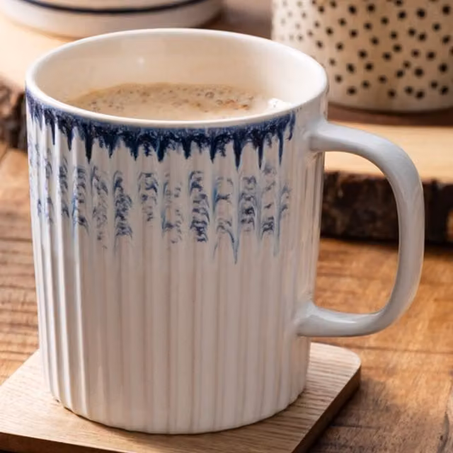 Mikasa Blue and White Textured Stoneware Mug, 410ml