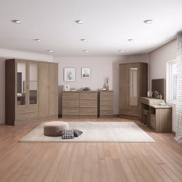 Seconique Nevada 4 Door 2 Drawer Wardrobe in Rustic Oak Brown