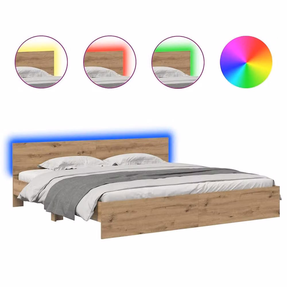 Berkfield Home Artisan Oak Bed Frame in Brown, Engineered Wood, 200 x 200 cm – 2