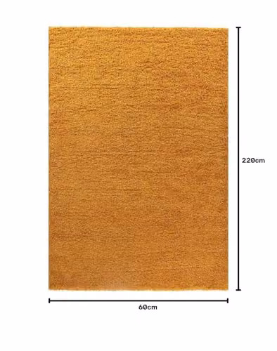Serdim Rugs Gold Plain Modern Shaggy Hallway Runner Rug, W: 60 cm, L: 220 cm – 2
