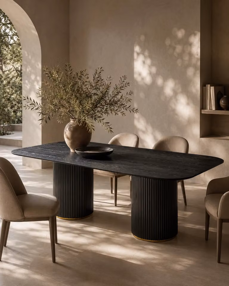 Tommy Franks Lantine 240 Round Dining Table in Black Oak, W: 240 cm, H: 76 cm, D: 120 cm