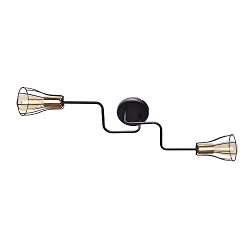 Netlighting Helam Tube Multi Arm Semi Flush Ceiling Light in Black and Copper – 1