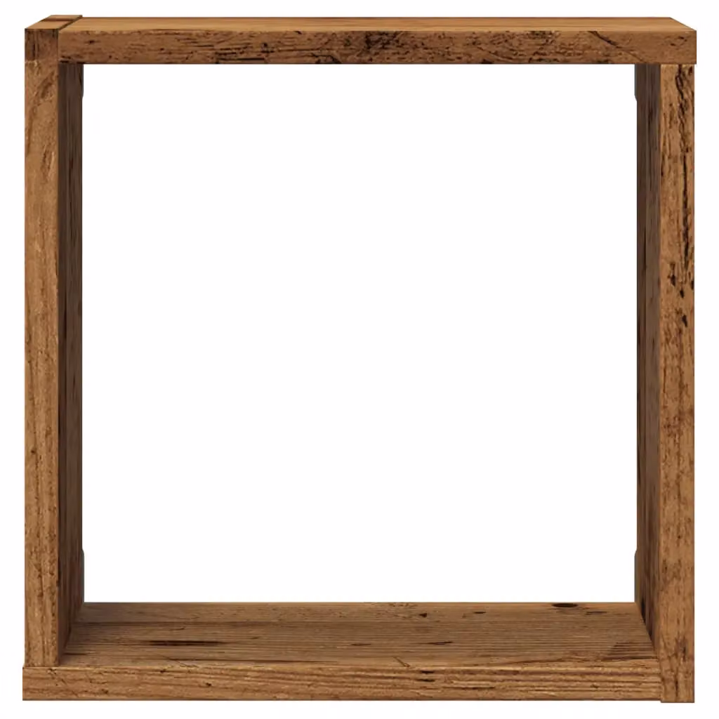 Berkfield Home Set of 6 Wall Mounted Cube Shelves in Brown Old Wood, W/D/H: 30 x 15 x 30 cm – 4