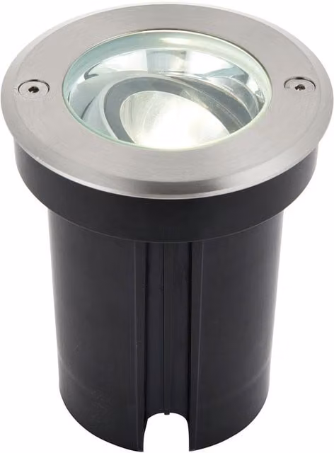Loops Stainless Steel Drive Over IP67 Ground Light with 6W Cool White LED and Tilting Head in Silver – 1