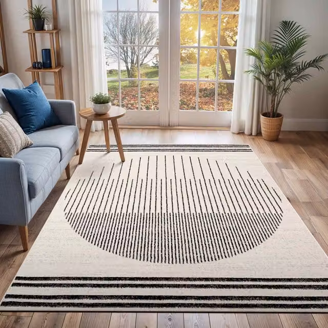 Livabliss Pisa Geometric Modern Rug in Black, Grey and White, W/D/H: 150 x 210 cm – 1