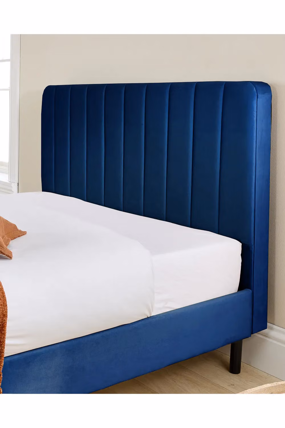 Aspire Rosella Blue Velvet Upholstered Super King Bed W/D/H: 200 x 184.5 x 103 cm – 2