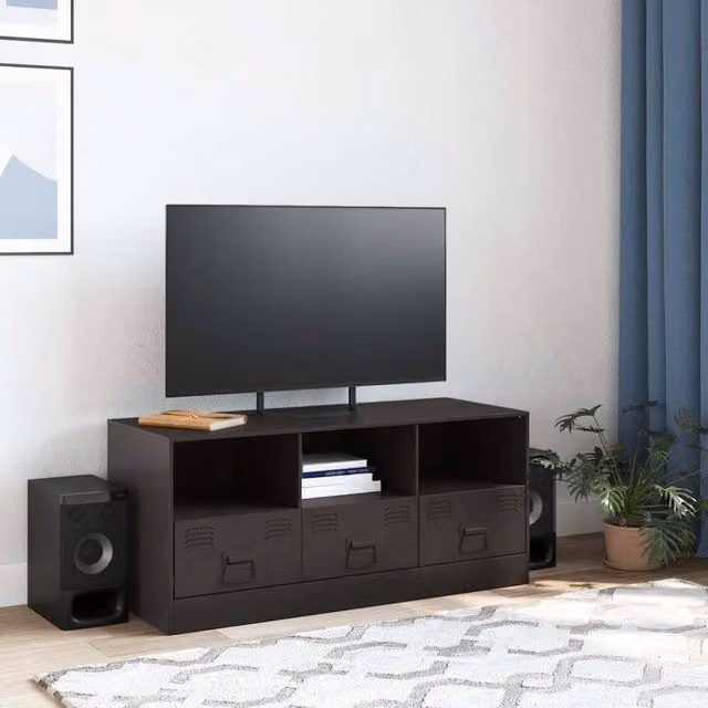 Berkfield Home Industrial Black Metal TV Cabinet W/D/H: 99 x 39 x 44 cm
