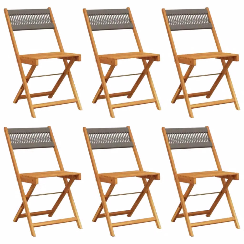 Berkfield Home Set of 6 Grey Acacia Wood Folding Garden Chairs – 2