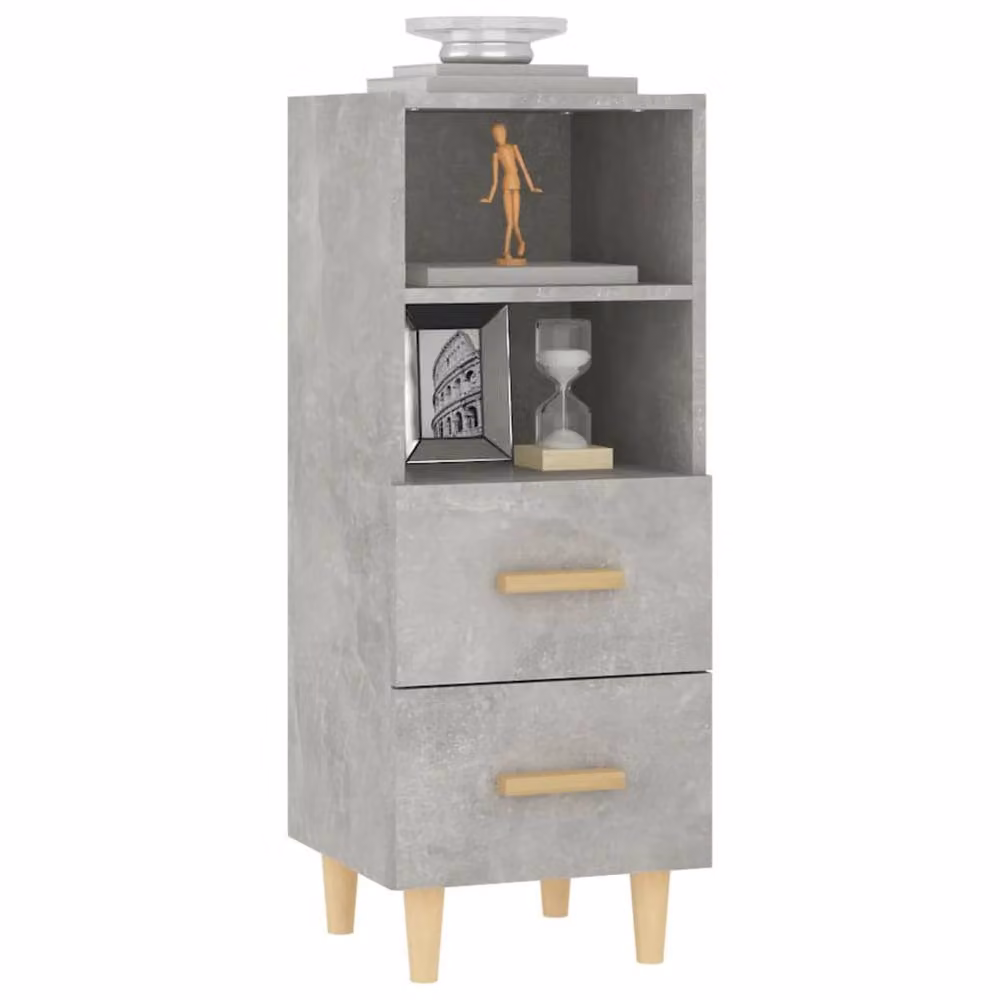 Berkfield Home Sideboard in Concrete Grey, Engineered Wood, W/D/H: 34.5 x 34 x 90 cm – 3