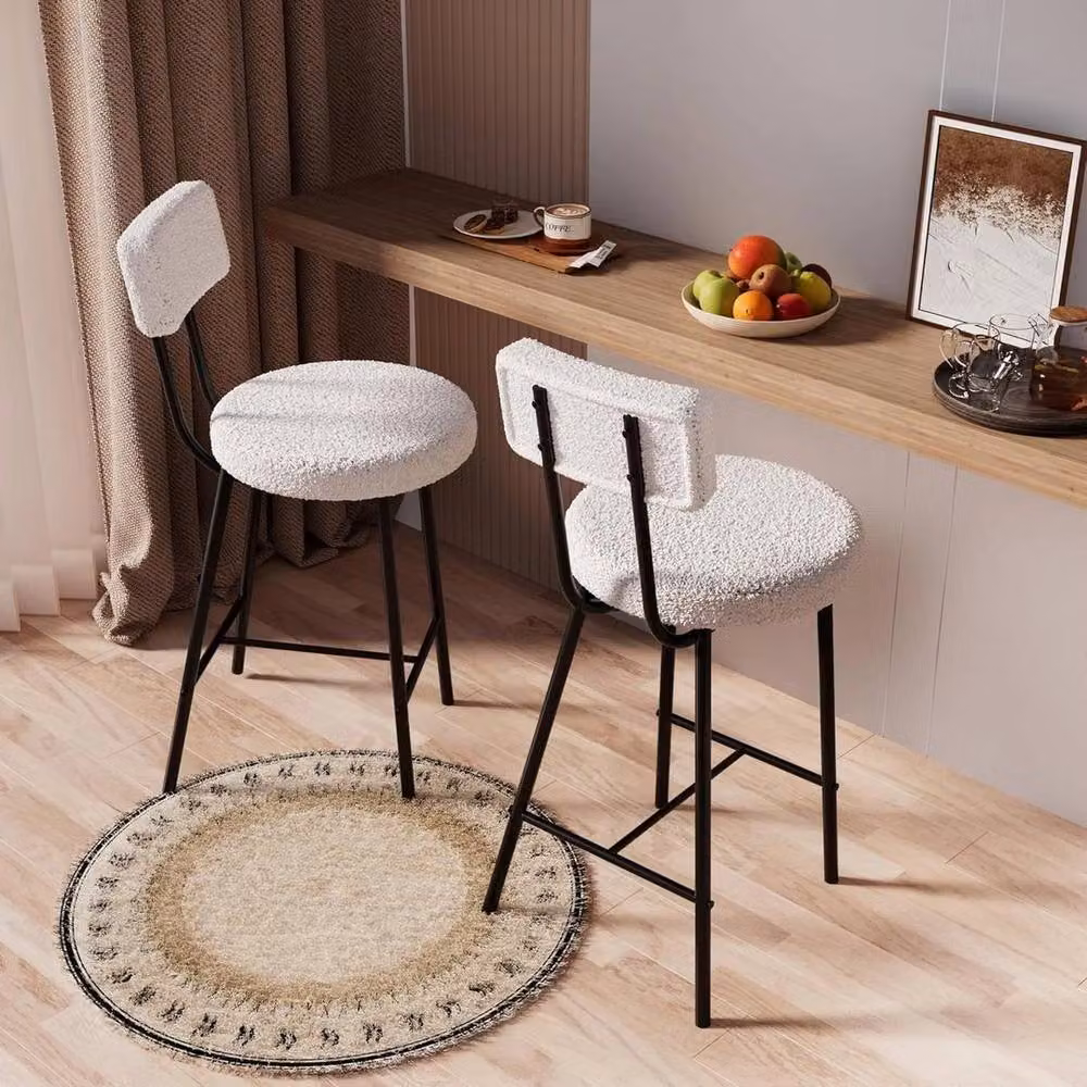 KORVIXA Set of 2 Modern White Boucle Dining Chairs – 4