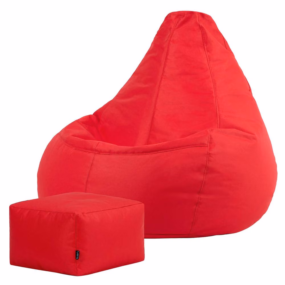 Bean Bag Bazaar icon Red Outdoor and Indoor Gaming Recliner Bean Bag with Footstool – 3