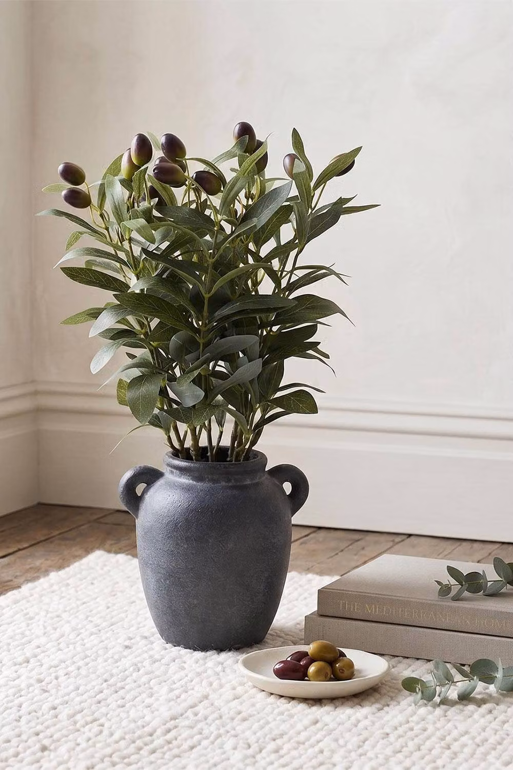 Homescapes Mediterranean Artificial Olive Tree in Pot, Green, Height: 38 cm – 2