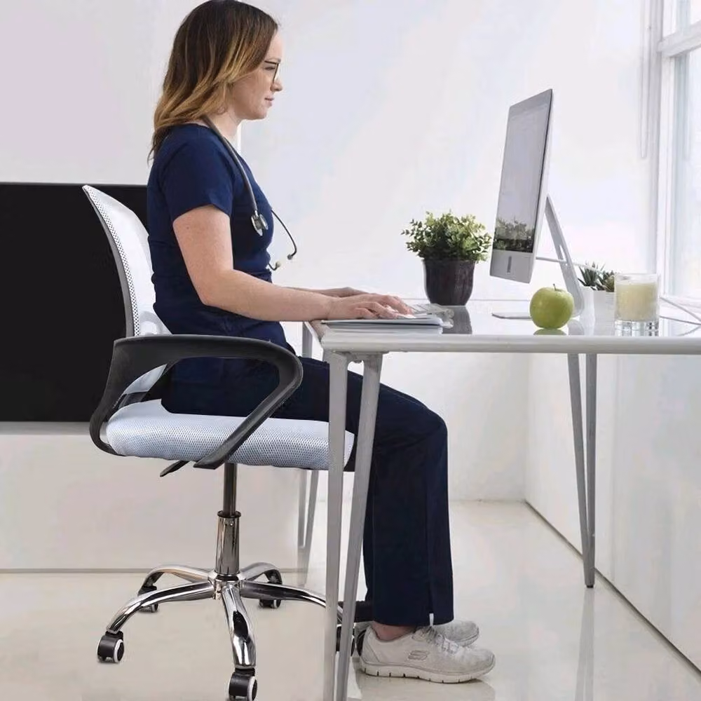EONLION Grey Ergonomic Mid Back Mesh Office Chair with Armrests and Swivel Function – 3