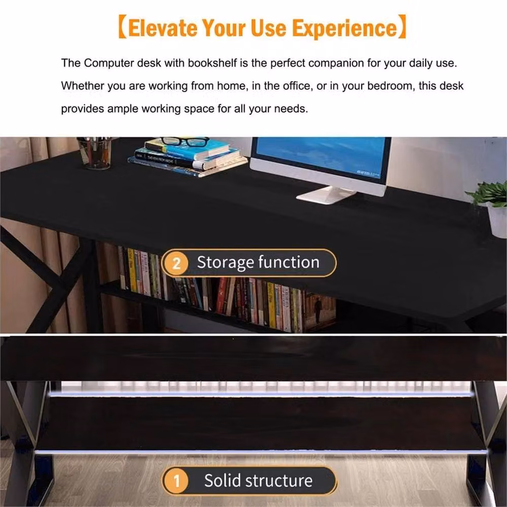 SPETLEK K-Shaped Gaming Desk in Black with Matt MDF Laminate Finish – 4