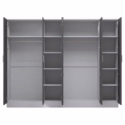 Reflect Gloss Wardrobe Bundle with 3-Door Mirror and 3-Door Plain Wardrobe in Grey and White – 2