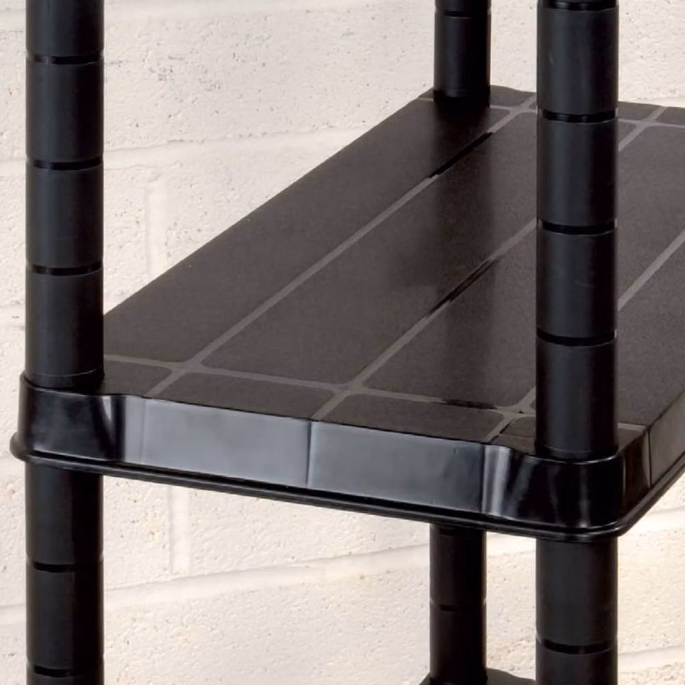 Berkfield 4-Tier Black Plastic Home Storage Shelf, W/D/H: 61 x 30.5 x 130 cm – 4