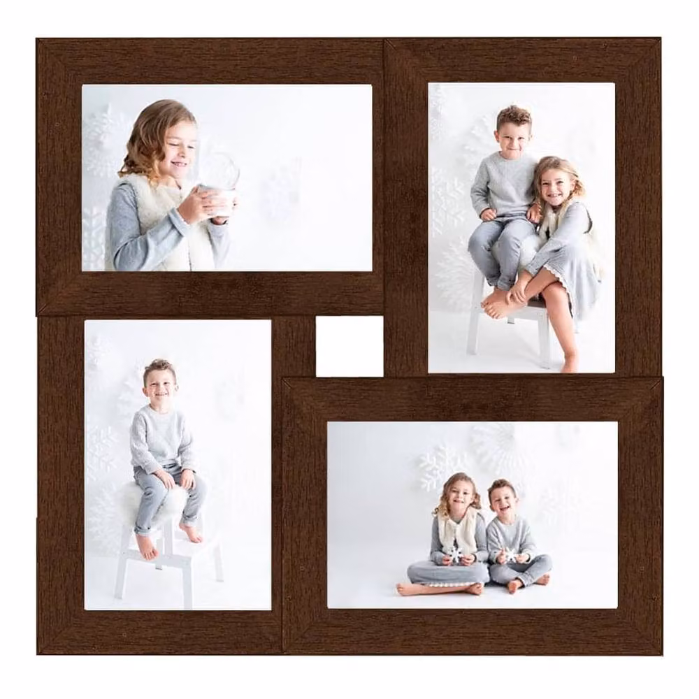 Berkfield Home Modern Collage Photo Frame, Dark Brown, Holds 4 Pictures, W/H: 13 x 18 cm – 2