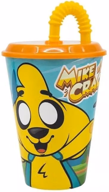 Mike Crack Sports Tumbler with Straw, Yellow and Multicolour, 430 ml
