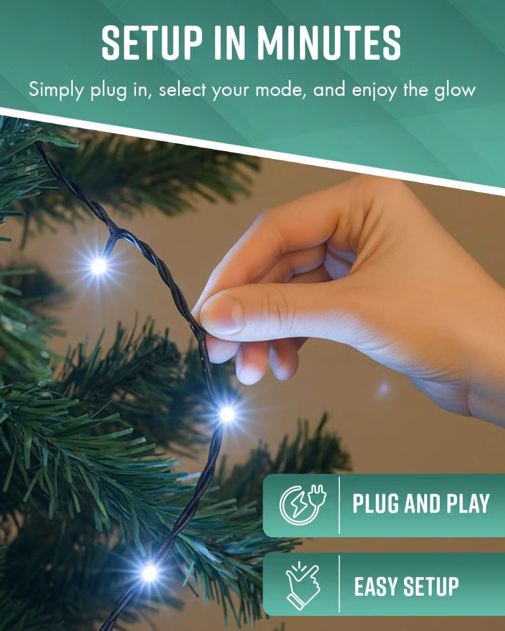 Globrite Cool White LED Fairy String Lights with Remote Control and Timer, 500 LED, 50m – 4