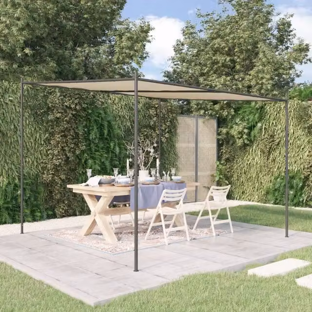 Berkfield Home Beige Garden Gazebo with Steel Frame and Polyester Fabric – 1