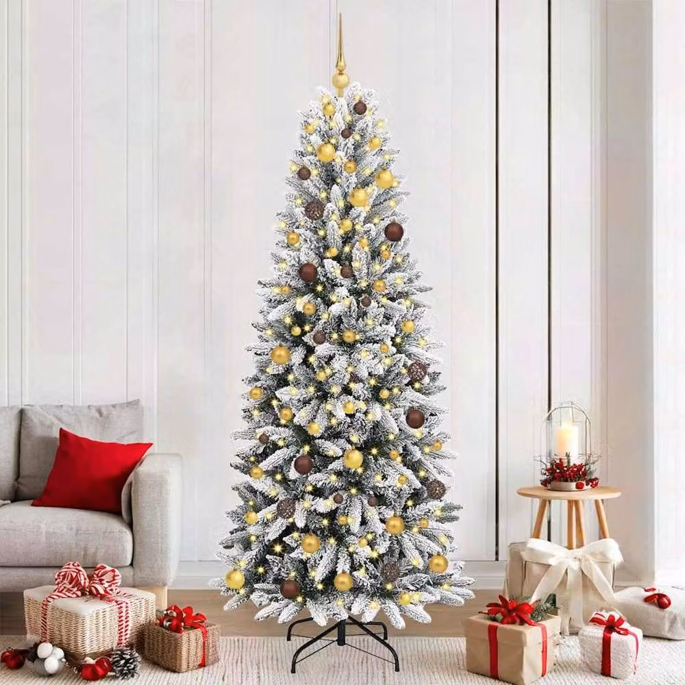 Berkfield Home Green Artificial Christmas Tree with 300 White LEDs, W/D/H: 78 x 78 x 210 cm – 2
