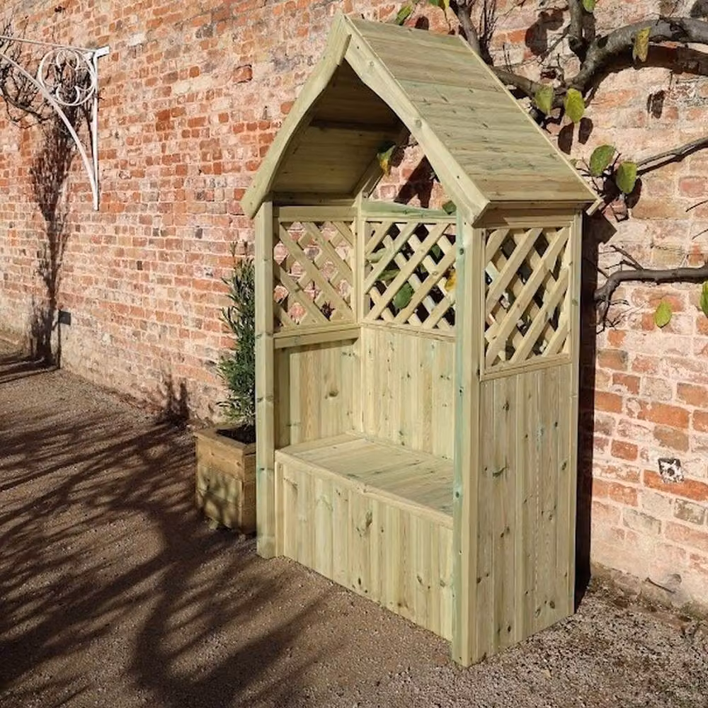 Churnet Valley Garden Furniture Ltd Daisy 2 Seat Trellis Storage Arbour in Beige, W/D/H: 130 x 60 x 211 cm – 2