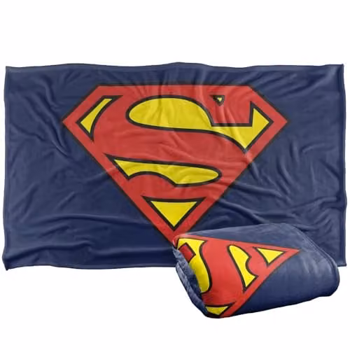 Warner Bros. Superman Classic Logo Silky Touch Super Soft Fleece Throw Blanket, Multicolour, W: 91 cm, D: 147 cm