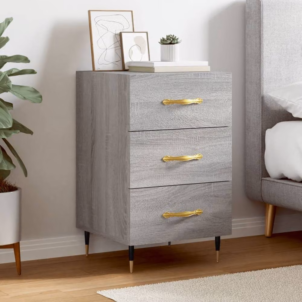 Berkfield Home Modern Bedside Cabinet in Grey Sonoma, W/D/H: 40 x 40 x 66 cm – 2