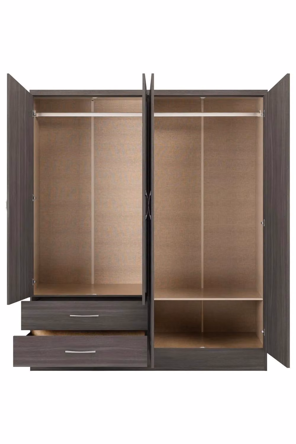 Seconique Nevada 4 Door 2 Drawer Mirrored Wardrobe in Black – 6