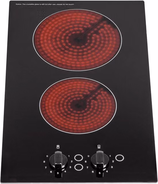 SIA CERH30BL Black 2 Burner Domino Ceramic Electric Built-in Hob with Knob Control – 1
