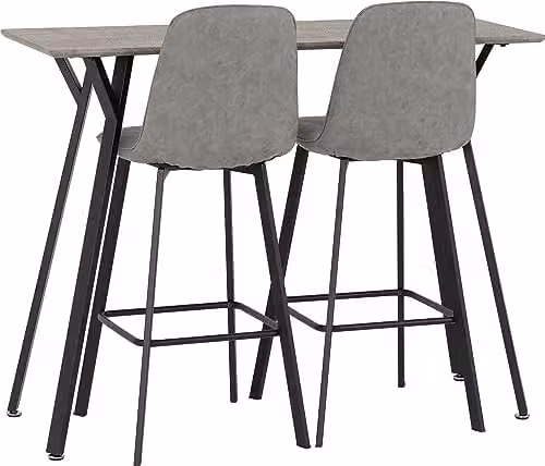 Seconique Quebec Industrial Bar Table and 2 Chair Set in Grey and Black Concrete Effect – 2