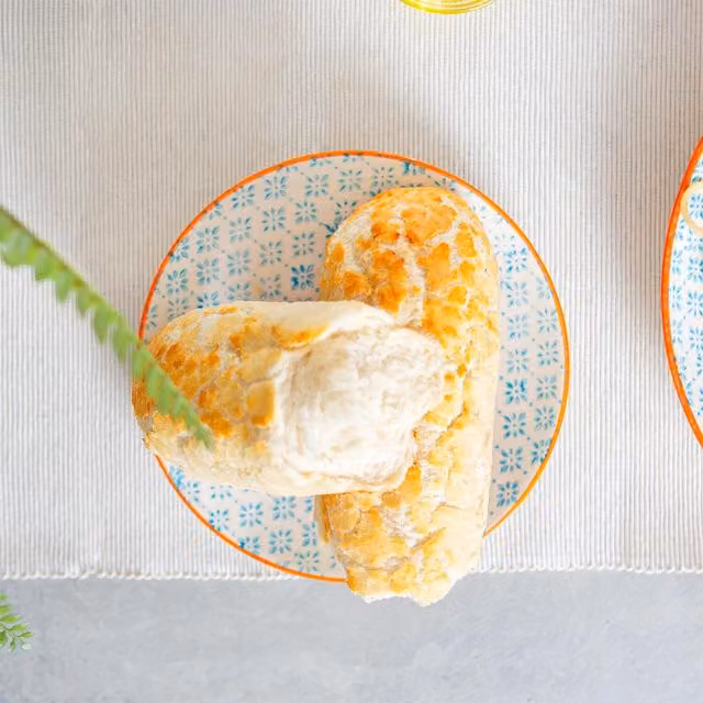 Nicola Spring Floral Hand-Printed Porcelain Side Plates, Pack of 6, Blue, White and Orange, Diameter: 18 cm