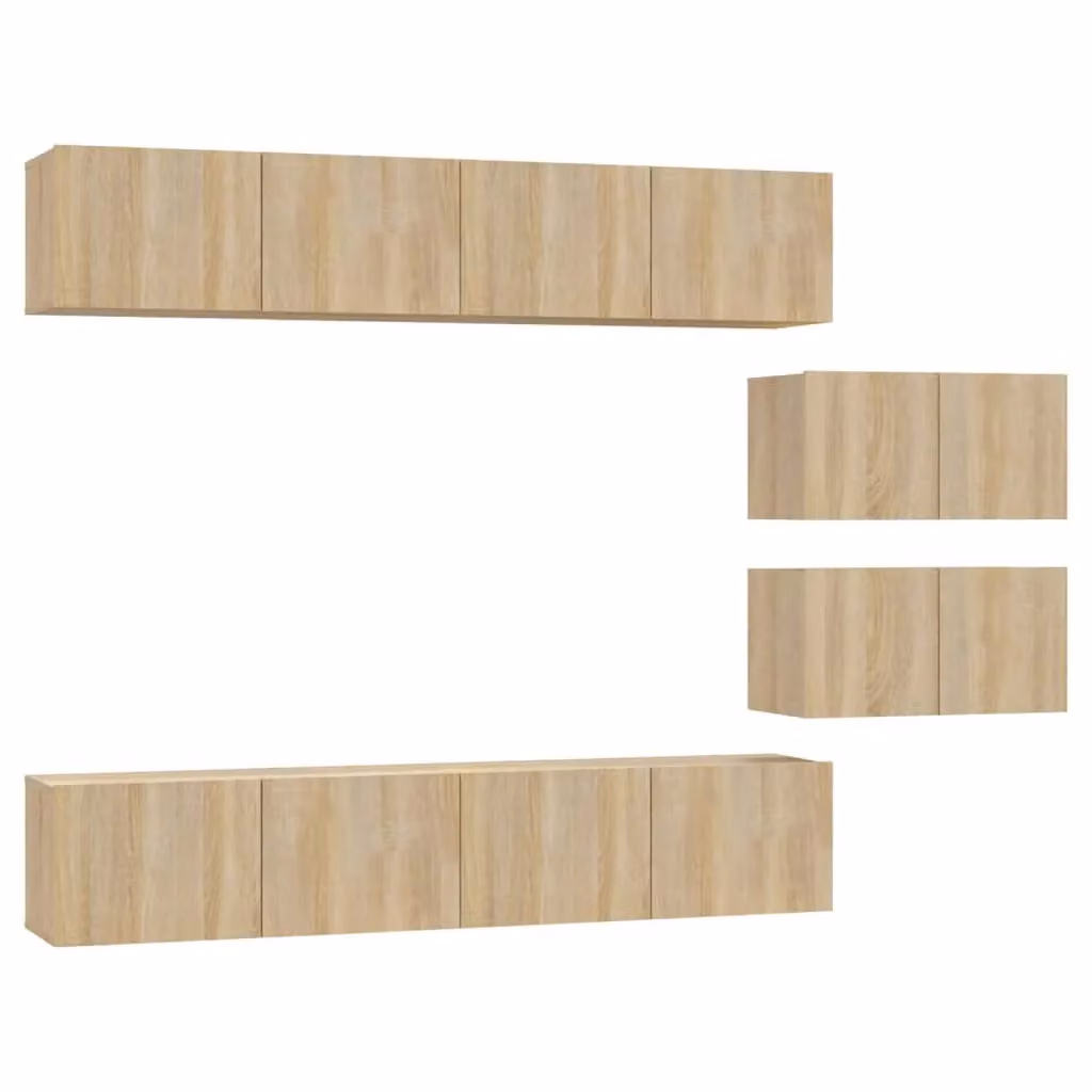 Berkfield Home 4 Piece Classic TV Cabinet Set in Sonoma Oak and Brown MDF – 2
