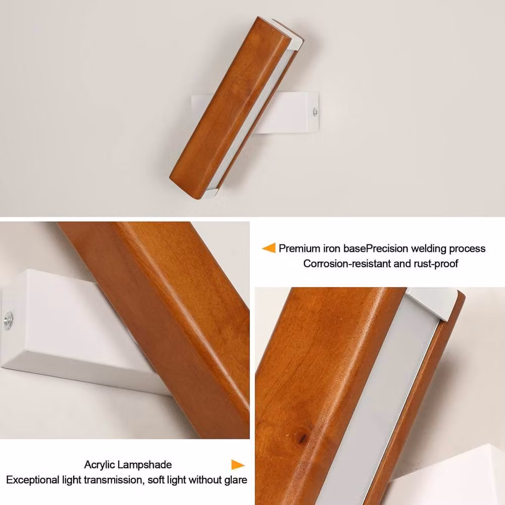 COMELY Adjustable Wooden LED Indoor Wall Lights with Warm White 3000K Illumination – 5