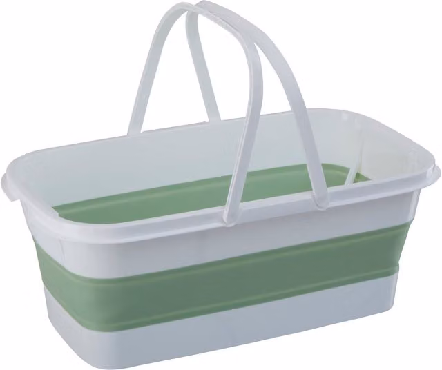 Orsina Collapsible Plastic Laundry Basket with Handles in Green and White