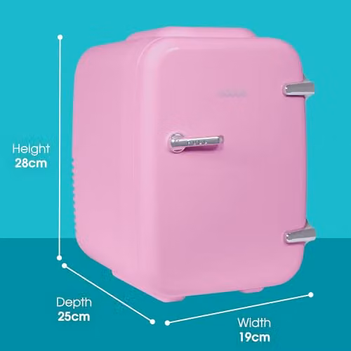 Abode Pink Mini Fridge A4CLR201P 4L Portable Thermoelectric Cooler and Warmer for Drinks and Cosmetics – 3