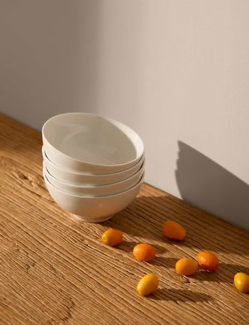 M&S Maxim Set of 4 White Porcelain Cereal Bowls