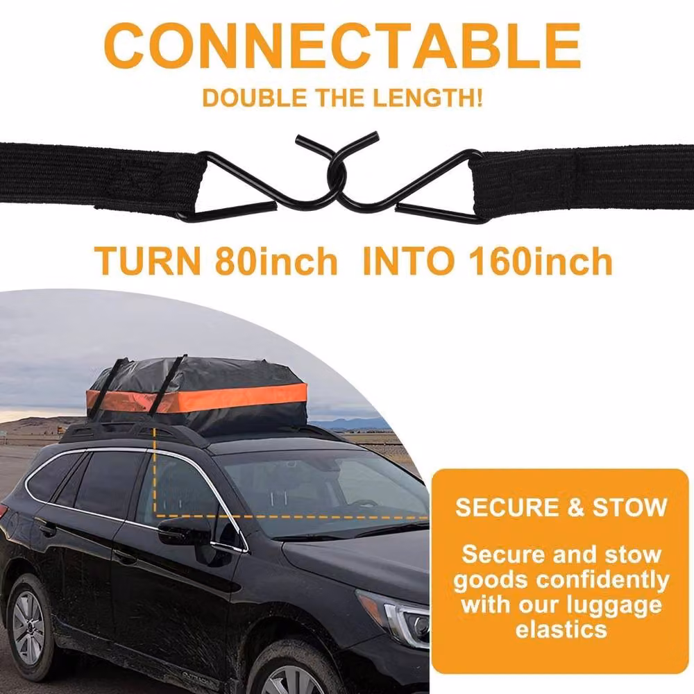 SPETLEK Pack of 16 Black Elastic Bungee Cords with Steel Clips for Luggage, 100 cm – 2
