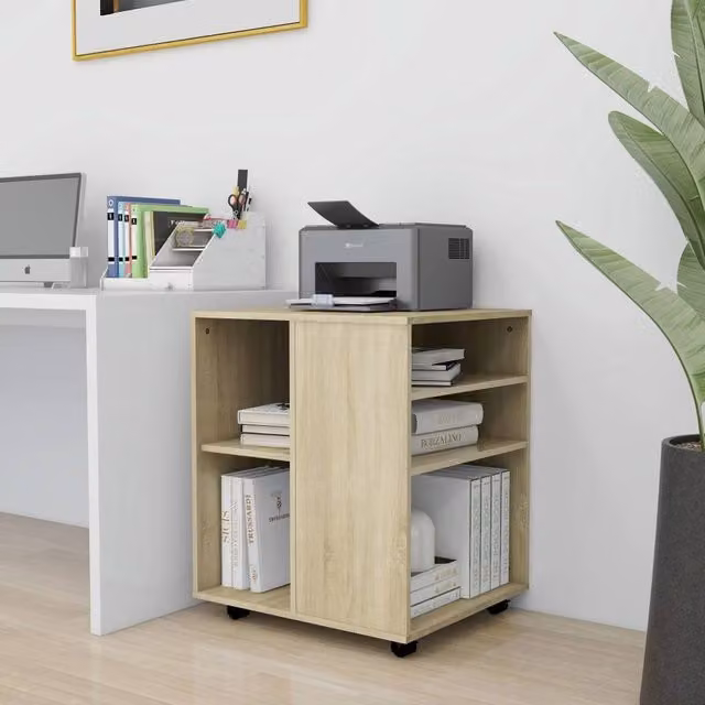Berkfield Home Rolling Cabinet in Sonoma Oak, Light Tan, W/D/H: 60 x 53 x 72 cm – 1