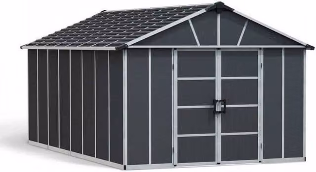 Palram Yukon Polycarbonate and Aluminium Gable Shed in Dark Grey, W: 332 cm, D: 519 cm, H: 252 cm – 1