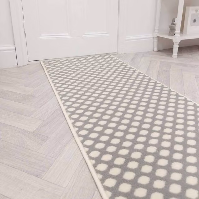 runrug Honeycomb Hallway Carpet Runner Rug in Grey, W/D/H: 60 x 390 x 0.9 cm – 1