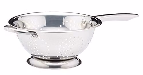 KitchenCraft Stainless Steel Silver Colander with Feet and Handles, 24 cm