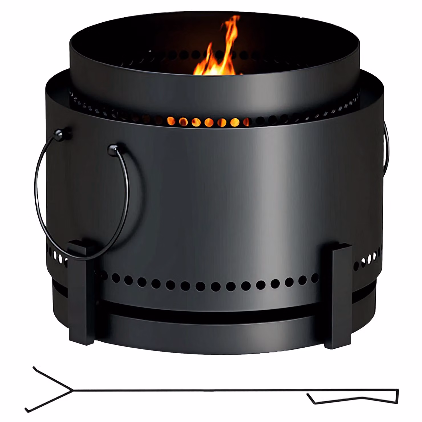 OUTSUNNY Black Metal Smokeless Wood Burning Firepit and Fire Bowl, Diameter: 37 cm – 2